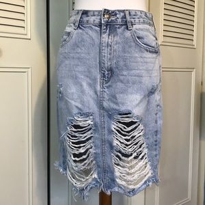 Distressed Jean skirt